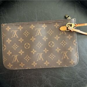 Louis Vuitton authentic Brown and Tan Monogram Pouch wristlet